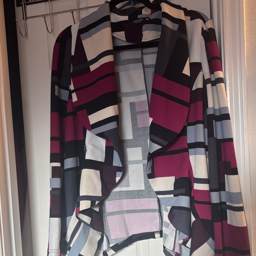 SHEIN Multicolor Geometric Jacket
